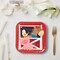 8 Count Farm Party Square Paper Dessert Plates Rooster, Horse & Pig Design 7-Inch